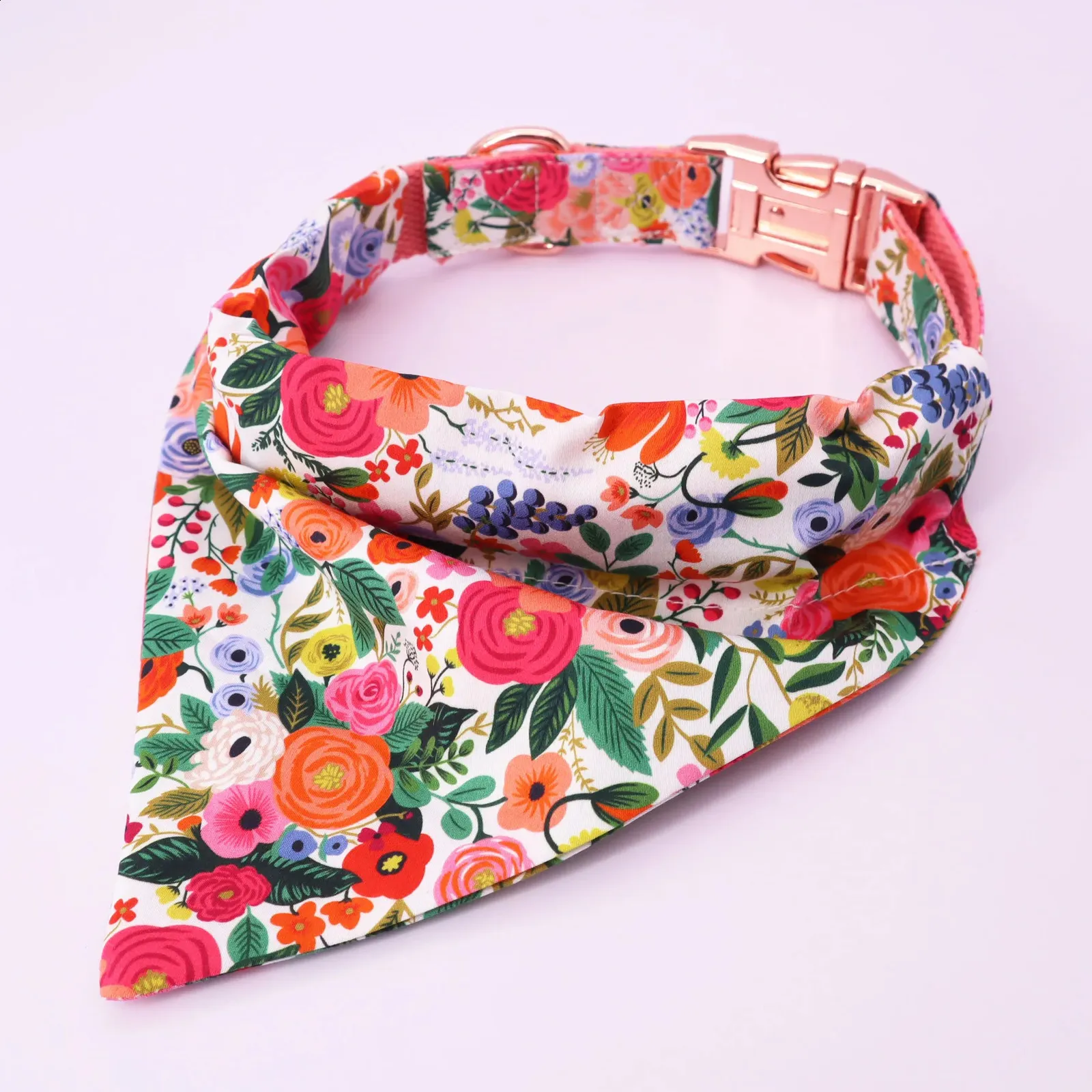 Classical Floral Dog Harness Collar Flower Matching leash Bandana Shampoo Bag with Personalized Name Telphone