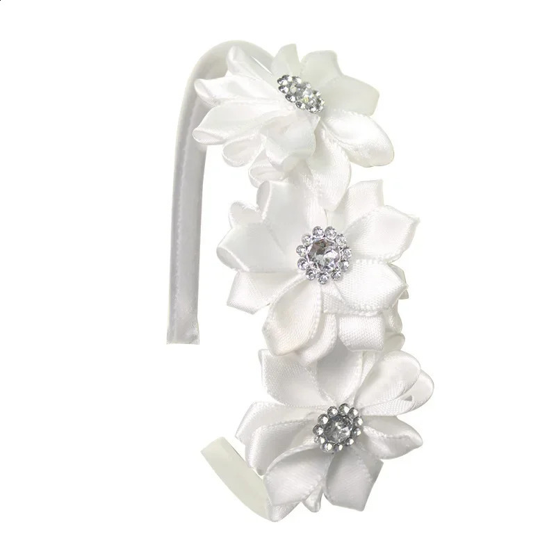 Childrens Flower Headband Solid Hair Band Silky Satin Ribbon Hair Hoop Headband Decorative Floral Headwear for Girl Toddler Kid 241223
