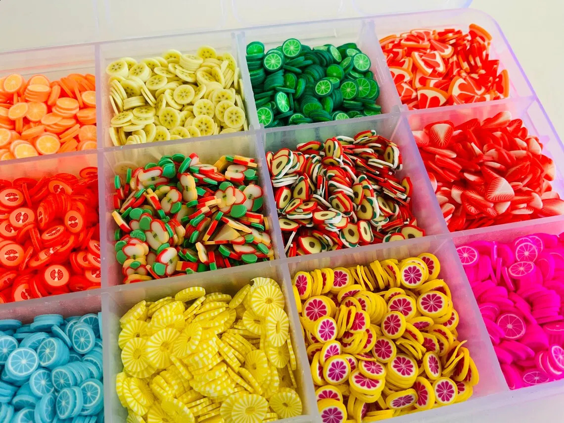 1000pc-240Pc Nail Fruit Slices Polymer Clay 3D Fruit Slices Sticker Fruit Slices Sticker Polymer Clay Nail Manicure Accessories 241223