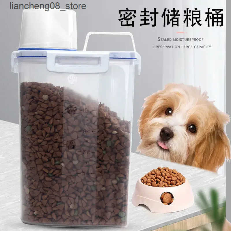 Dog Bowls Dishes Cat Dog Food Storage Container Sealed Moisture-proof Plastic Tank Pet Food Container with Lids Sealing Box Kitchen Grain Boxes L24091