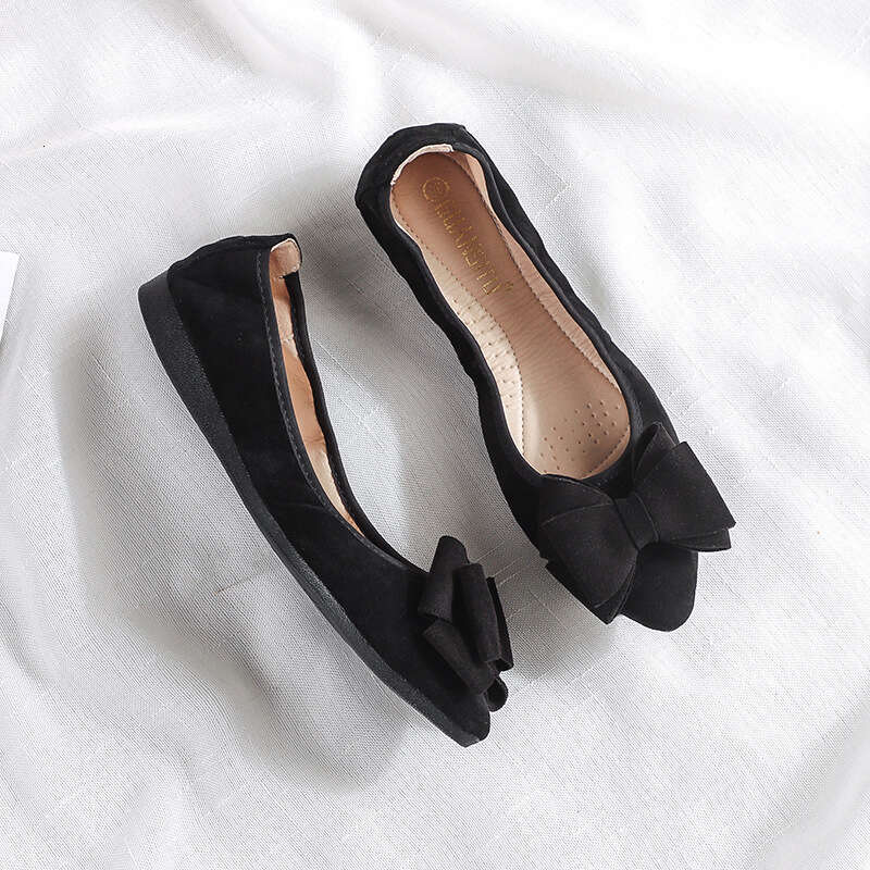 Old Beijing Cloth Flat Bottomed Bean Single Butterfly Bow Light Mouth Apricot Work Women's Maternity Shoes