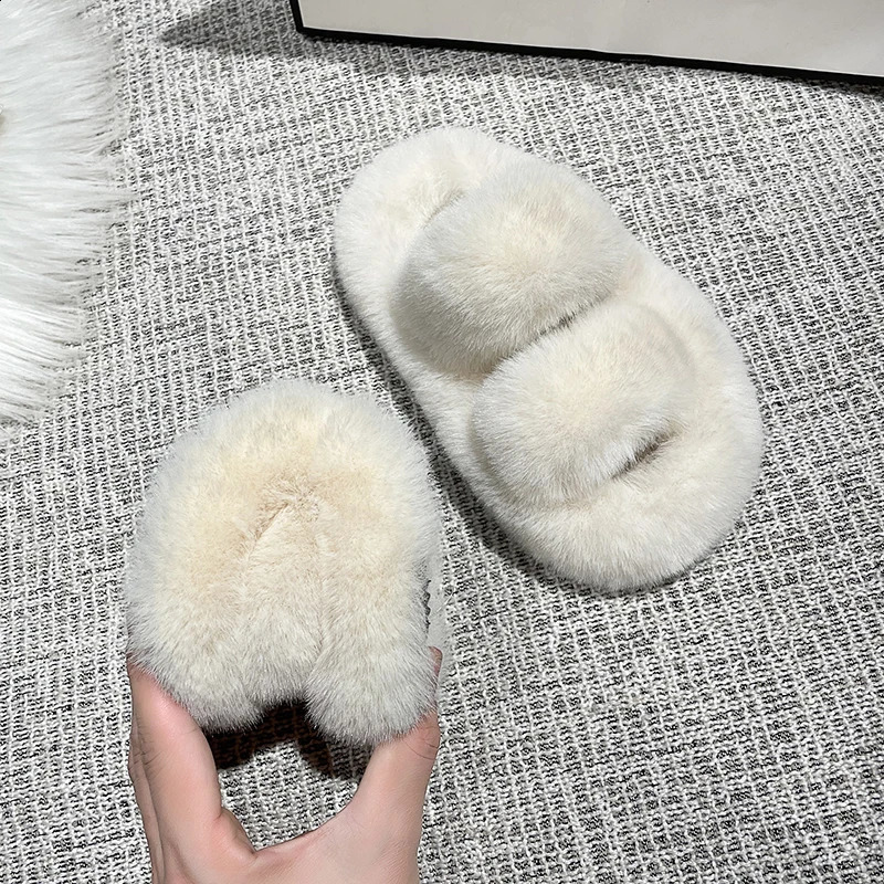 Girls Winter Slippers Fur Plush Slip On Shoes Indoor Outdoor Children Sliders Warm Solid Color Anti-slip Fashion Kids Shoes 241223