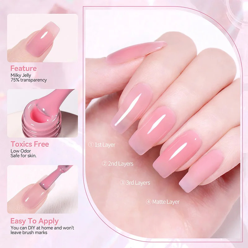 250g light pink jelly gel nail polish nude ivory peach transparent color UV LED soap nail salon varnish 241220