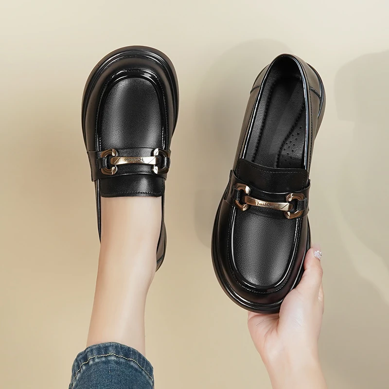 AIYUQI Loafers Women Genuine Leather Spring Shoes Women Casual British Style Slip-on Ladies Shoes