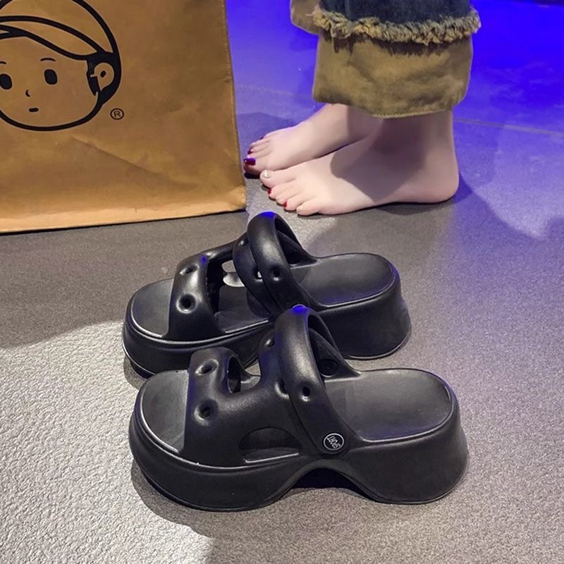 Hot Free shipping for womens designer slippers black white khaki rose red Fashionable and versatile height increasing travel slippers