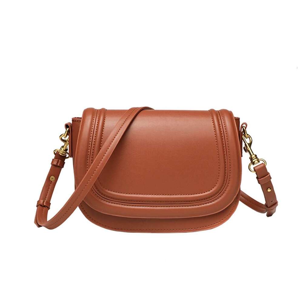 Saddle Women's Leather Bag With Wide Shoulder Strap - Diagonal Crossbody For Hot Everyday Style -