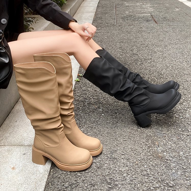 Pile Long Ddmywed For Women Not Over The Knee Western Cowboy Boots Autumn Winter New Style Thick Heel Slim And Tall Knight Chinese Brand Shoes F Ddmys