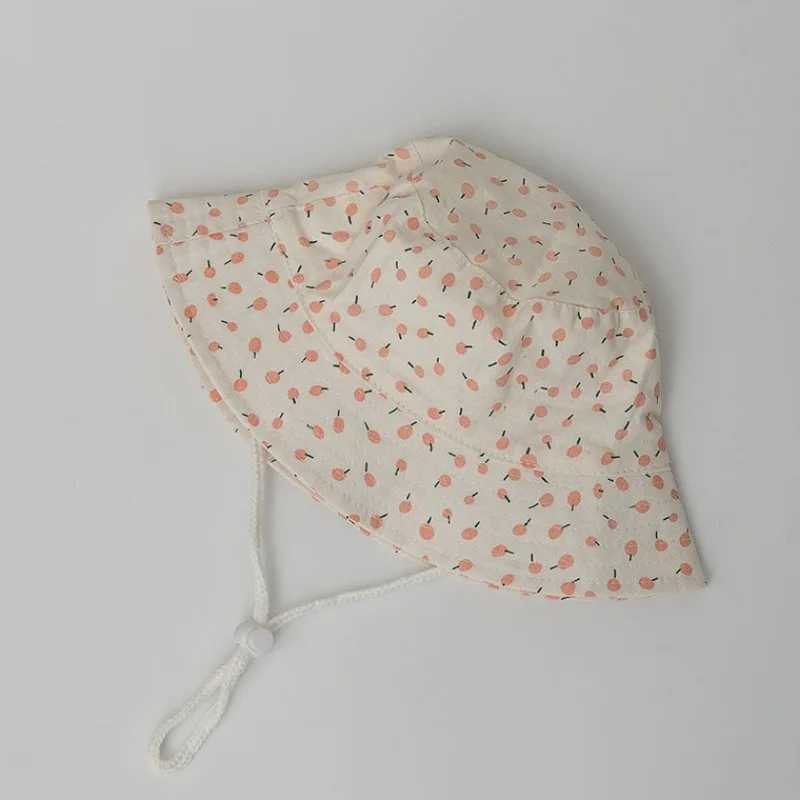 Caps Hats Cute and lovely baby girl bucket hat summer boy sun cute star width Brim toddler children fisherman Panama H241223FQCL