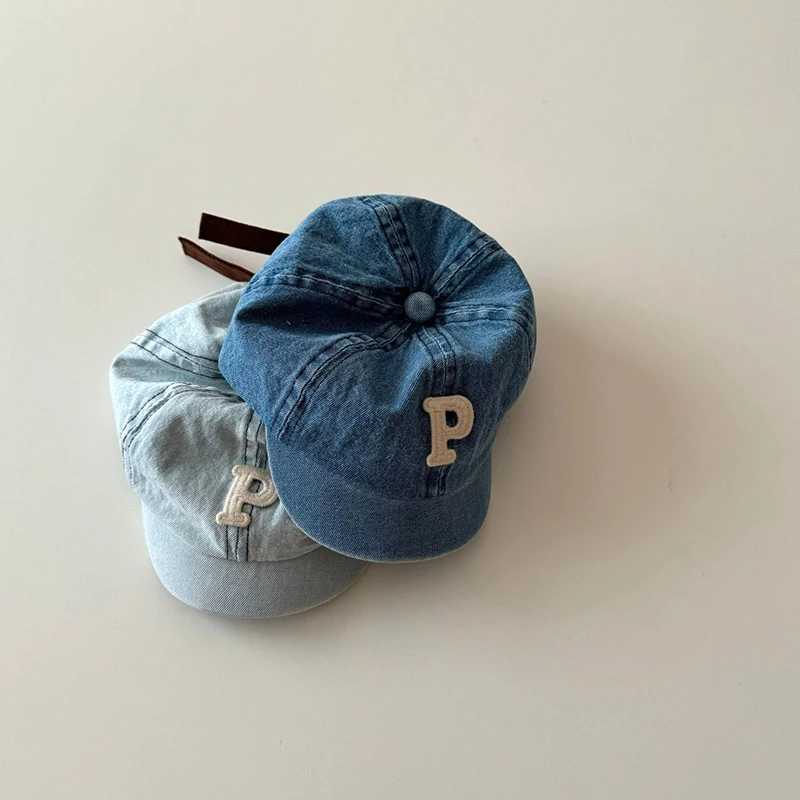 Caps Hats Retro denim baseball cap baby letter short brown sun hat summer adjustable childrens boys girls toe cap H241223