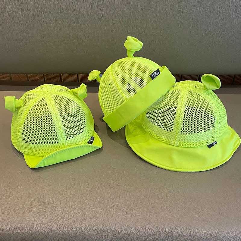 Caps Hats Cartoon Baby Baseball Hat Green Fun Childrens Bucket Hat with Ears Spring Summer Preschool Boys and Girls Fishermans Hat Bini H241223