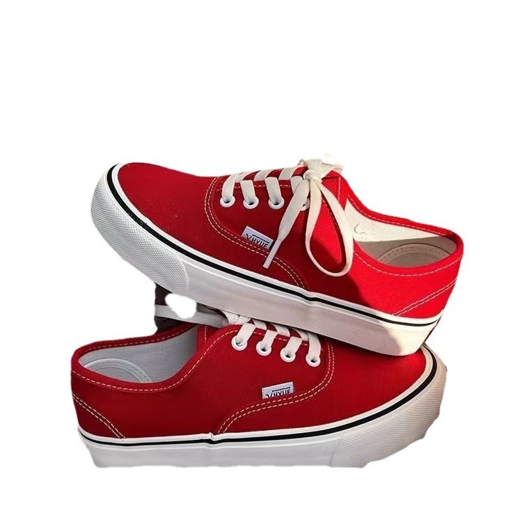 Ddmywed Red 2023 Spring And Autumn Collection Low Cut Casual Student Coarse Lace Canvas Sports Board Shoes Female Chinese Brand Shoes F1223-29 ddmythu