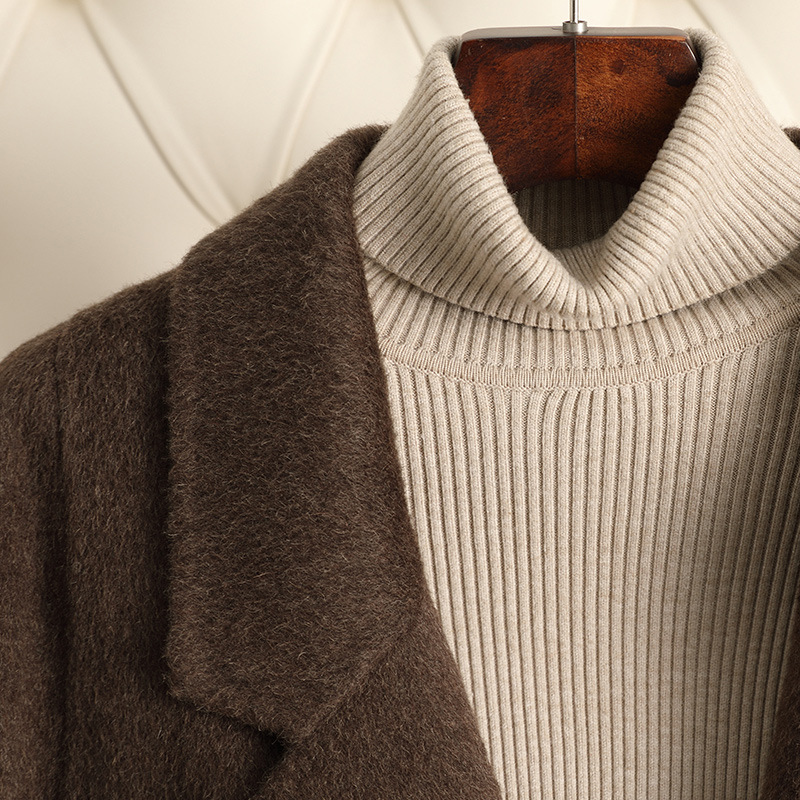 D5059 Double-faced cashmere coat for women autumn and winter new style niche design fashionable loose woolen