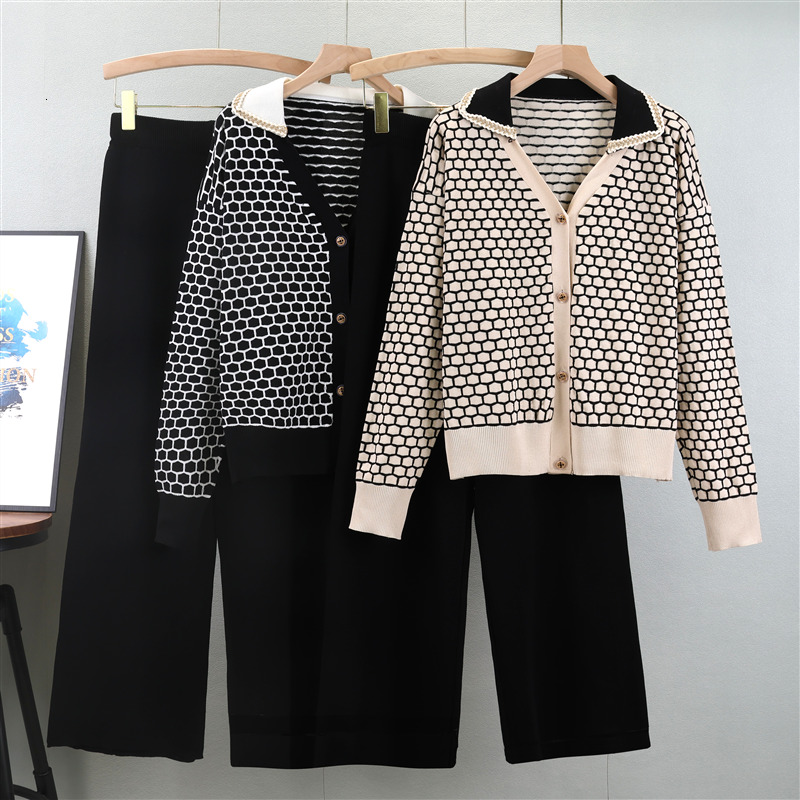 Tracksuit Women Knitted V Neck Cardigans Sweaters + Pants Sets Ladies Fashion Casual 2 Piece Costumes Outfit new Autumn