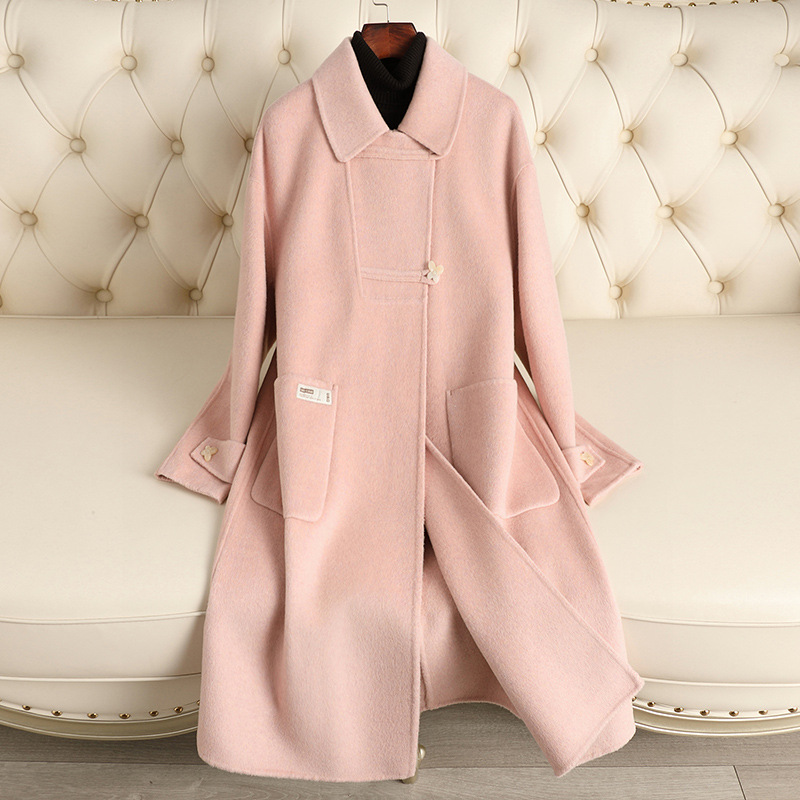 D5042 Autumn and winter new double-faced fleece wool coat for women long style fashionable temperament high-grade alpaca fleece wool coat