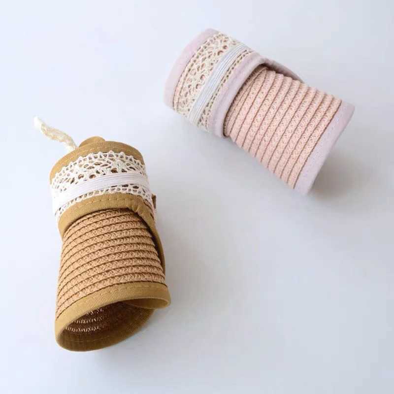 Caps Hats Summer childrens empty top sun hat wide Brim straw hat suitable for children and girls lace bow adjustable sun hat H241223