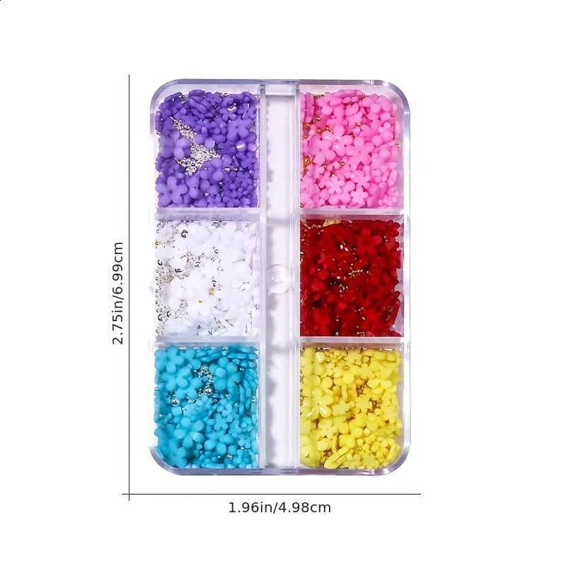 3D Flower Nail Arts Charms With Silver Gold Beads Cute Five Petal Flower Ornaments Nail Gems Acrylic Resin Flower for Nail Art 241223