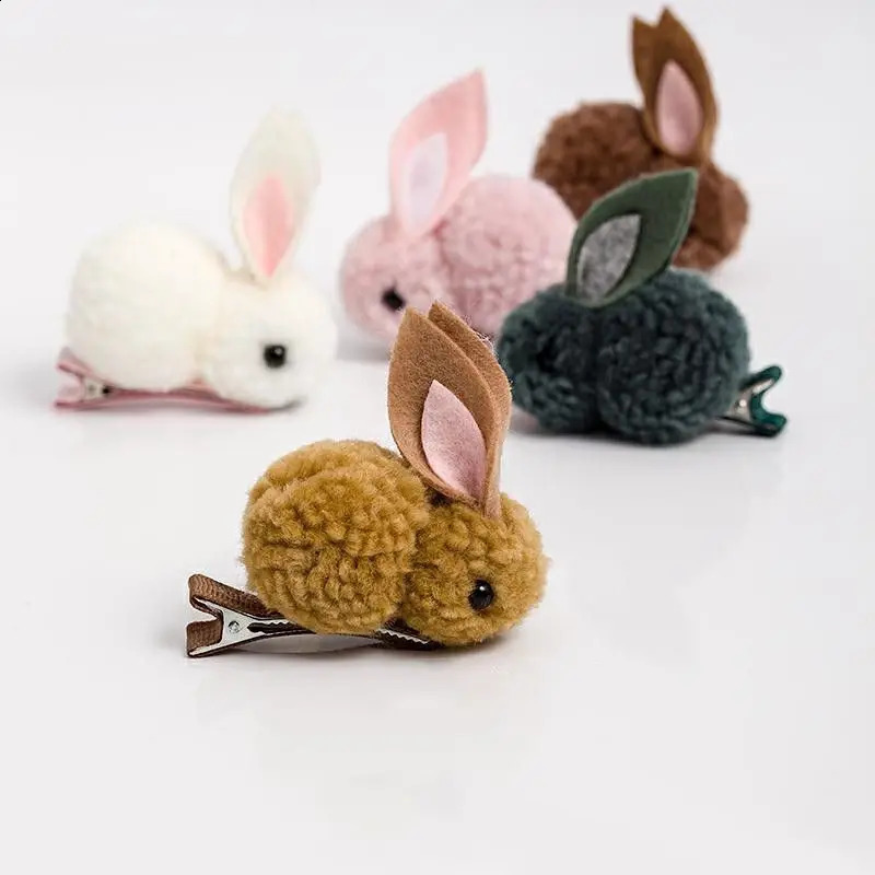 30pcs Children Girls Bunny Hair Clip Plush Cute Stuffed Rabbit Accessories Head Wear for Holiday Easter Day Gifts Halloween 241223