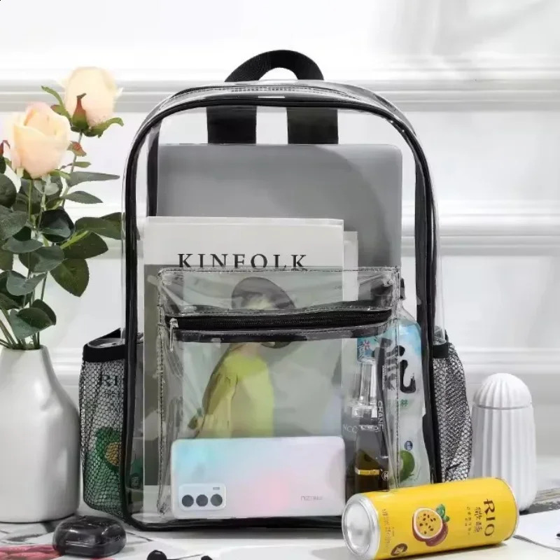 Backpack Waterproof Transparent School Bag Girl Large Capacity Backpack Solid Clear Backpack Men Fashion Transparent Plastic Bag 241223