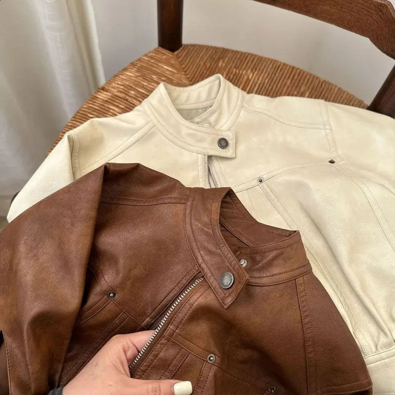 Girls Boys Black Pu Zipper Jackets Kids Baby Leather Jacket Spring Autumn Cool Coat Children Clothes Overcoats 2-9 Yrs 241223