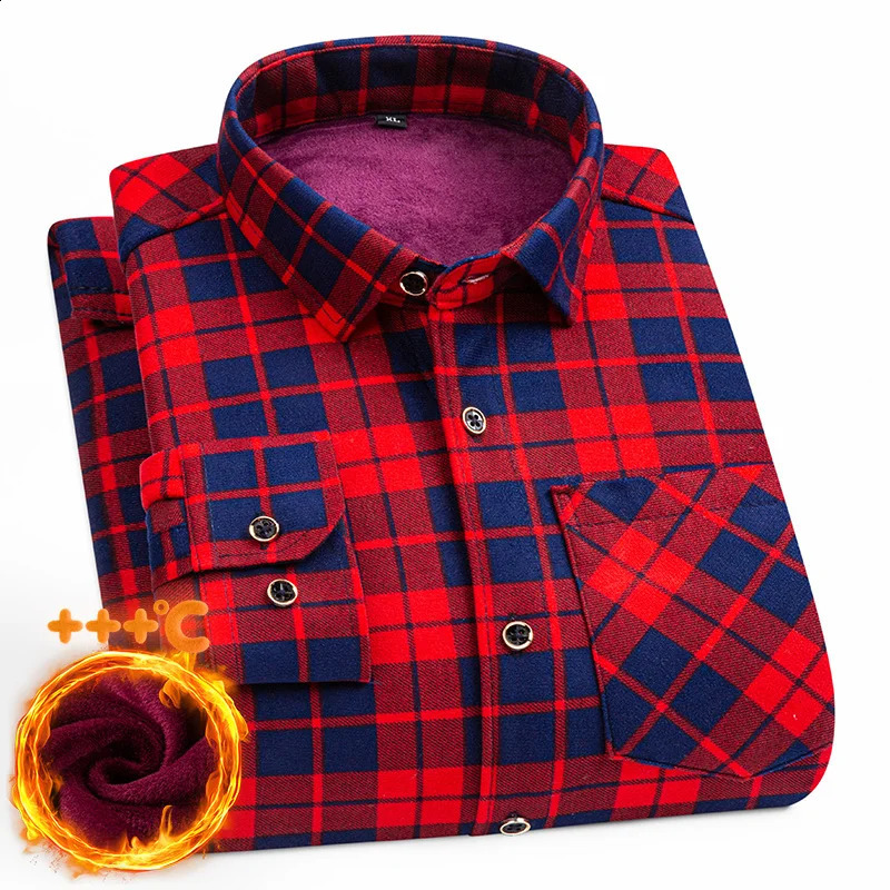 Mens long-sleeved shirt thickened warm 7XL8XL plus size Autumn/Winter casual no-ironing comfortable double-sided fleece top 241223