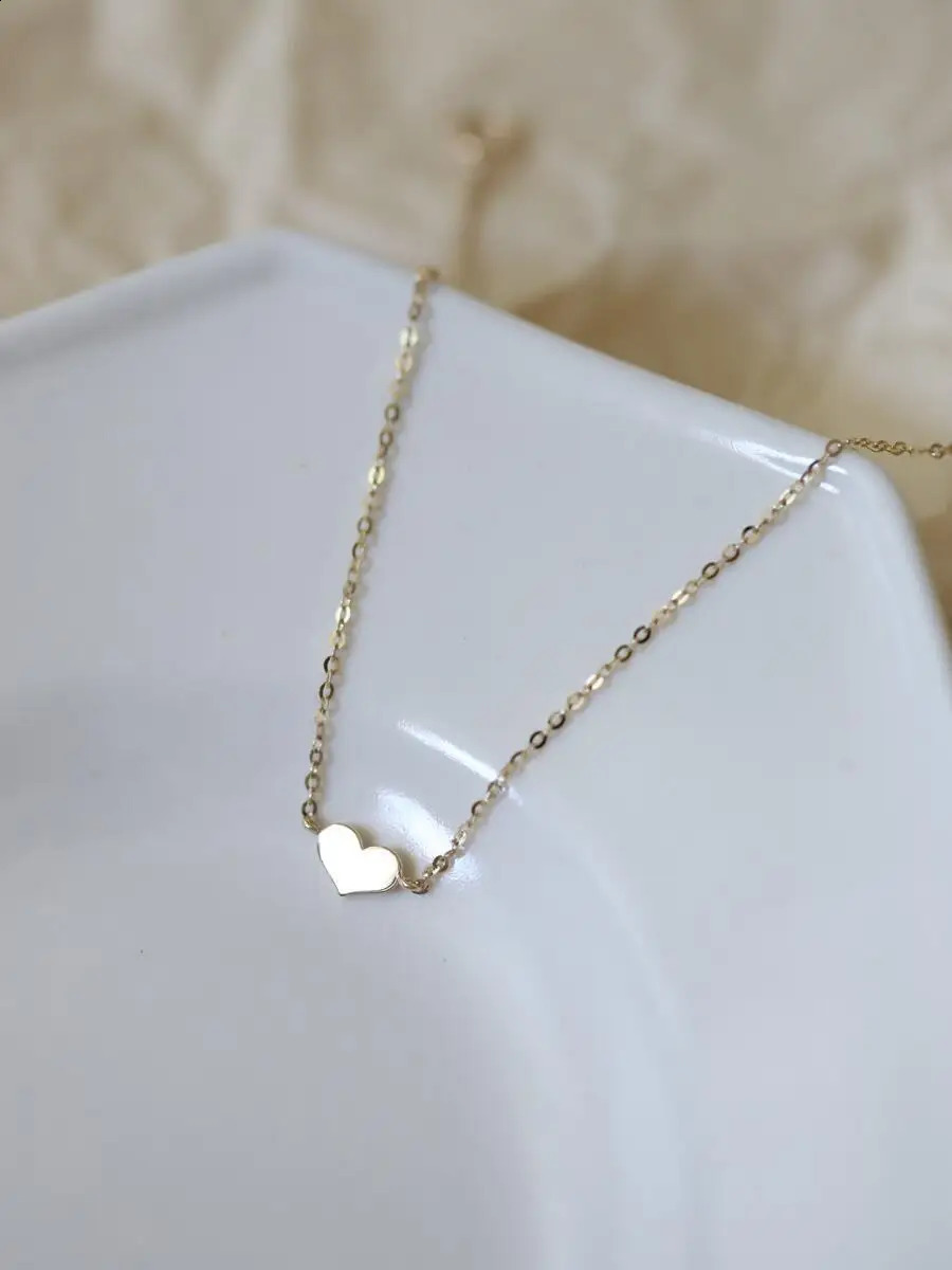 GOLDtutu 14K Solid Gold Heart Charm Bracelet Dainty Minimalist Jewelry kj184 241220