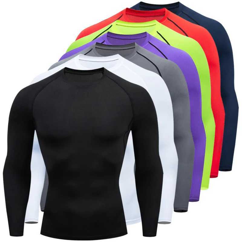 Autumn and winter compression shirt long sLeeved casual slim fit mens shirt quick drying top gym sports T-shirt mens clothing M241223