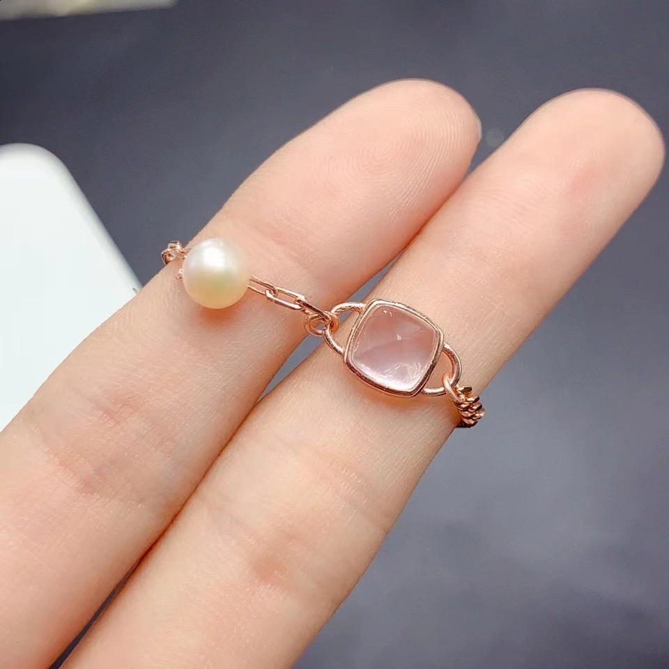 Natural Rose Quartz and Pearl Bracelet for Daily Wear 6mm 1ct Natural Rose Quartz 925 Silver Bracelet with Gold Plated 241220