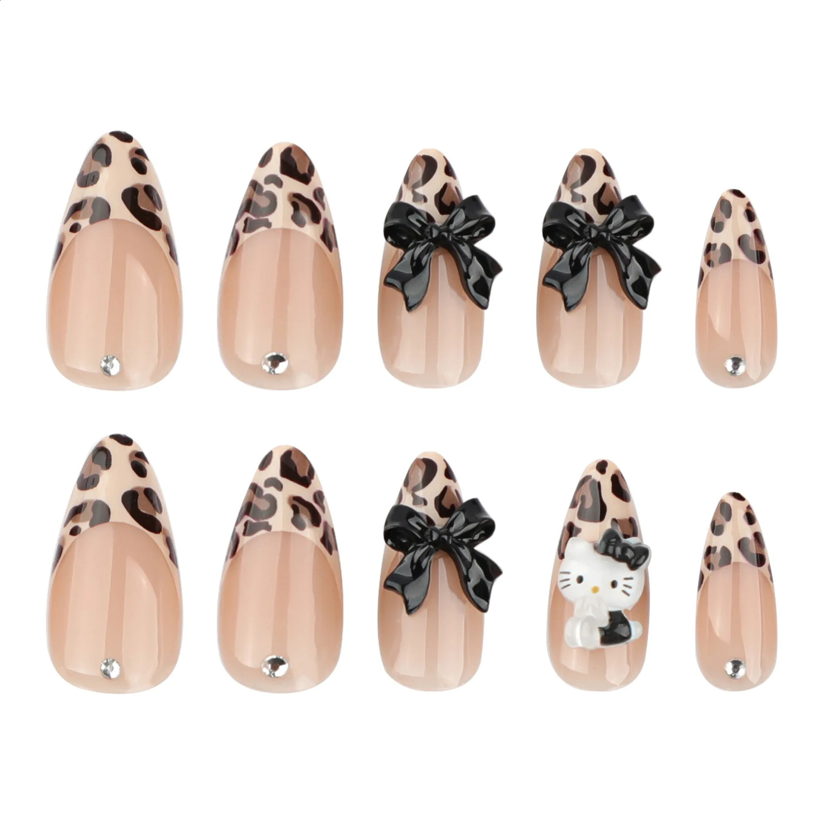 24Pcs Long Fake Acrylic Press On Nails Set Removable Wearing False Nails Tips Decorated Artificial Realistic Nail Art Supplies 241223
