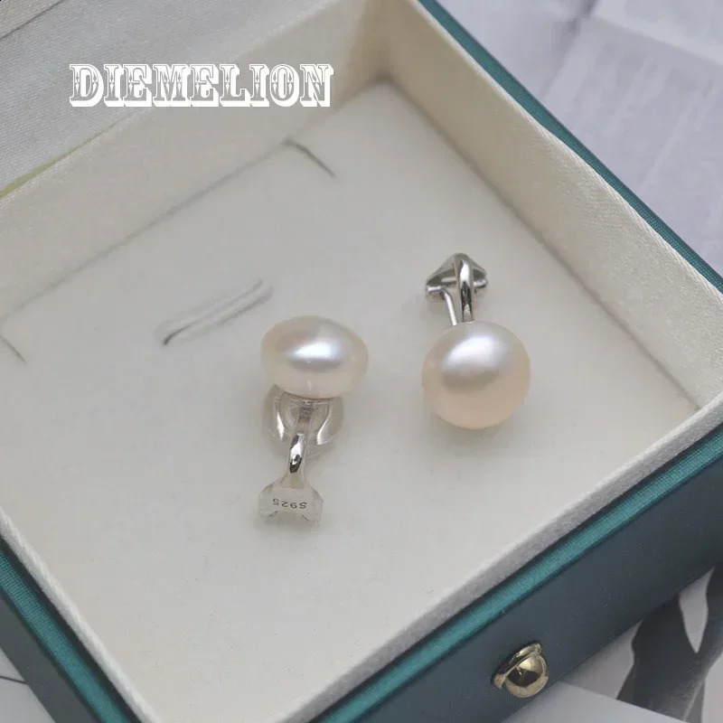 Fashion No Piercing Natural Freshwater Pearl Ear Clip on Earrings 925 Sterling Silver No Hole Earring for Women Wedding Jewelry 241220