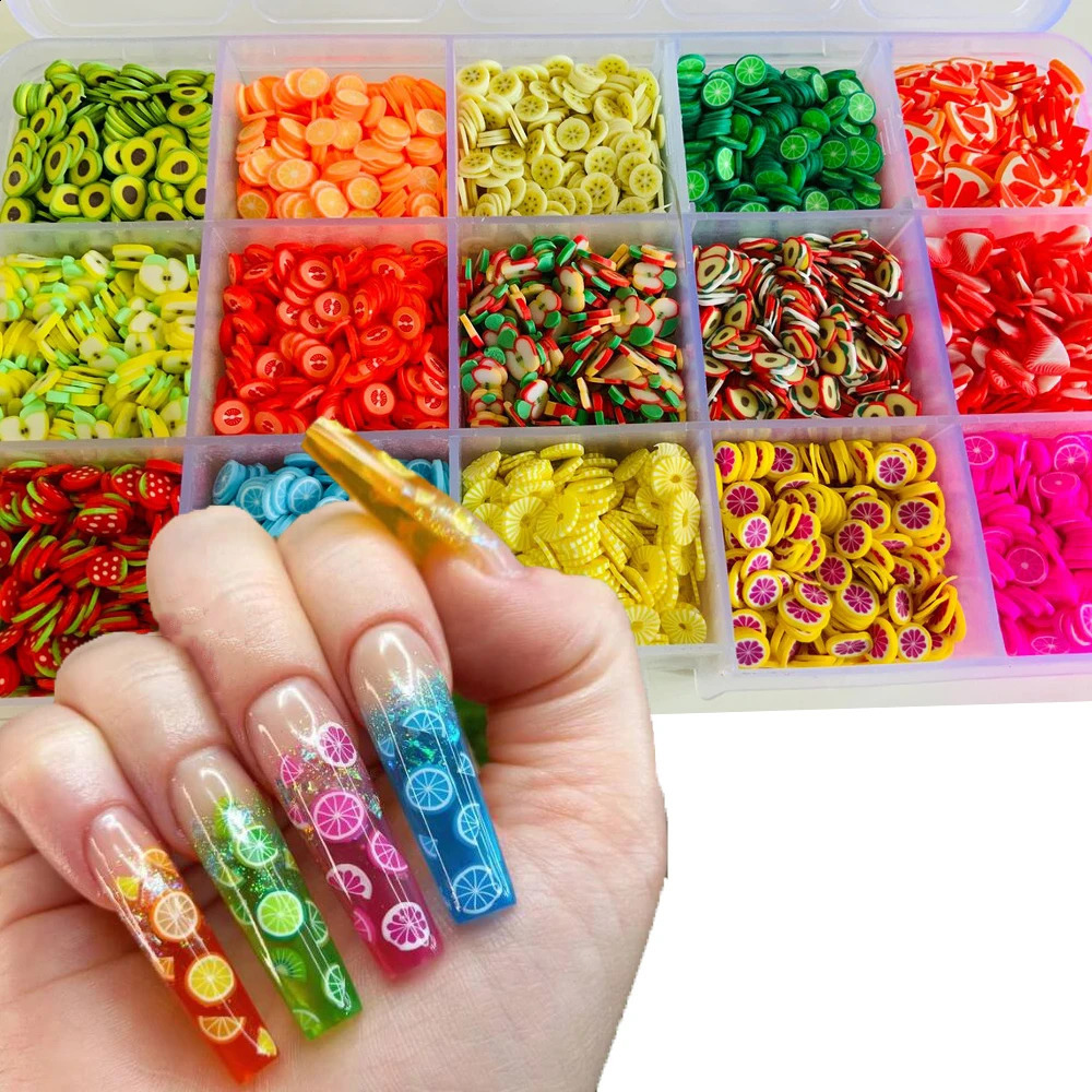 1000pc-240Pc Nail Fruit Slices Polymer Clay 3D Fruit Slices Sticker Fruit Slices Sticker Polymer Clay Nail Manicure Accessories 241223