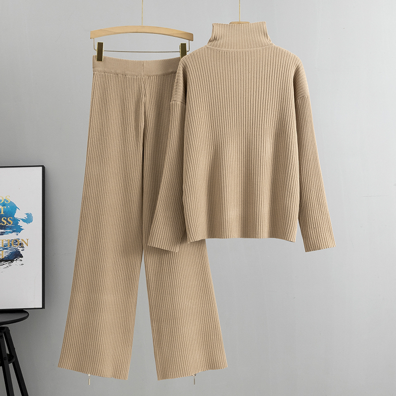 Spring Women's Knitted Suit Warm Pant 2 Piece Sets Women Outfit Trouser Oversized Casual Sweaters Jogging Knitwear Tracksuit