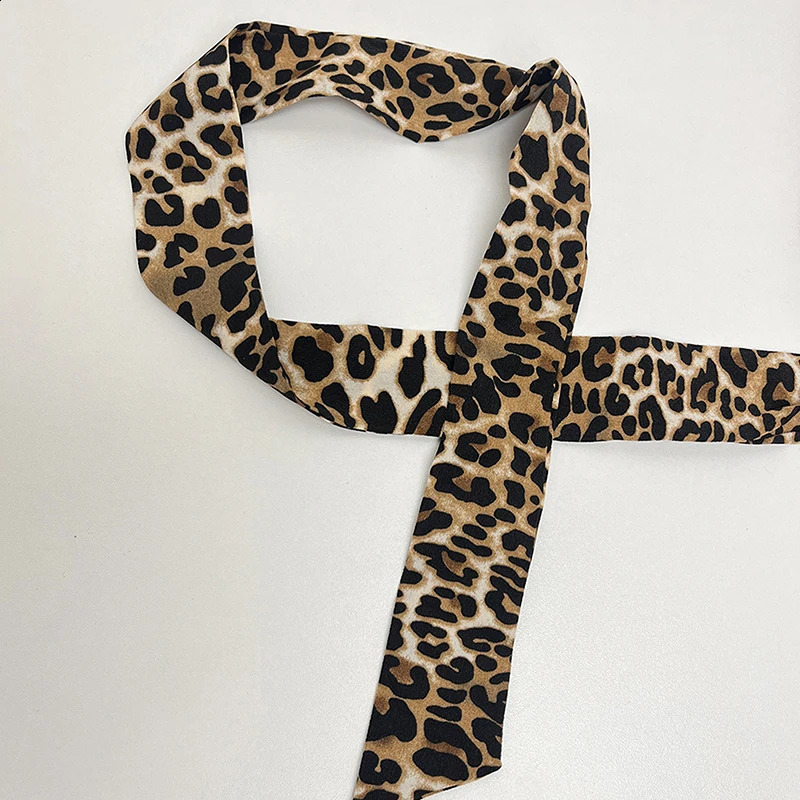 Leopard Print Bag Skinny Silk Scarf For Women Foulard Women Tie Fashion Head Scarves 241223
