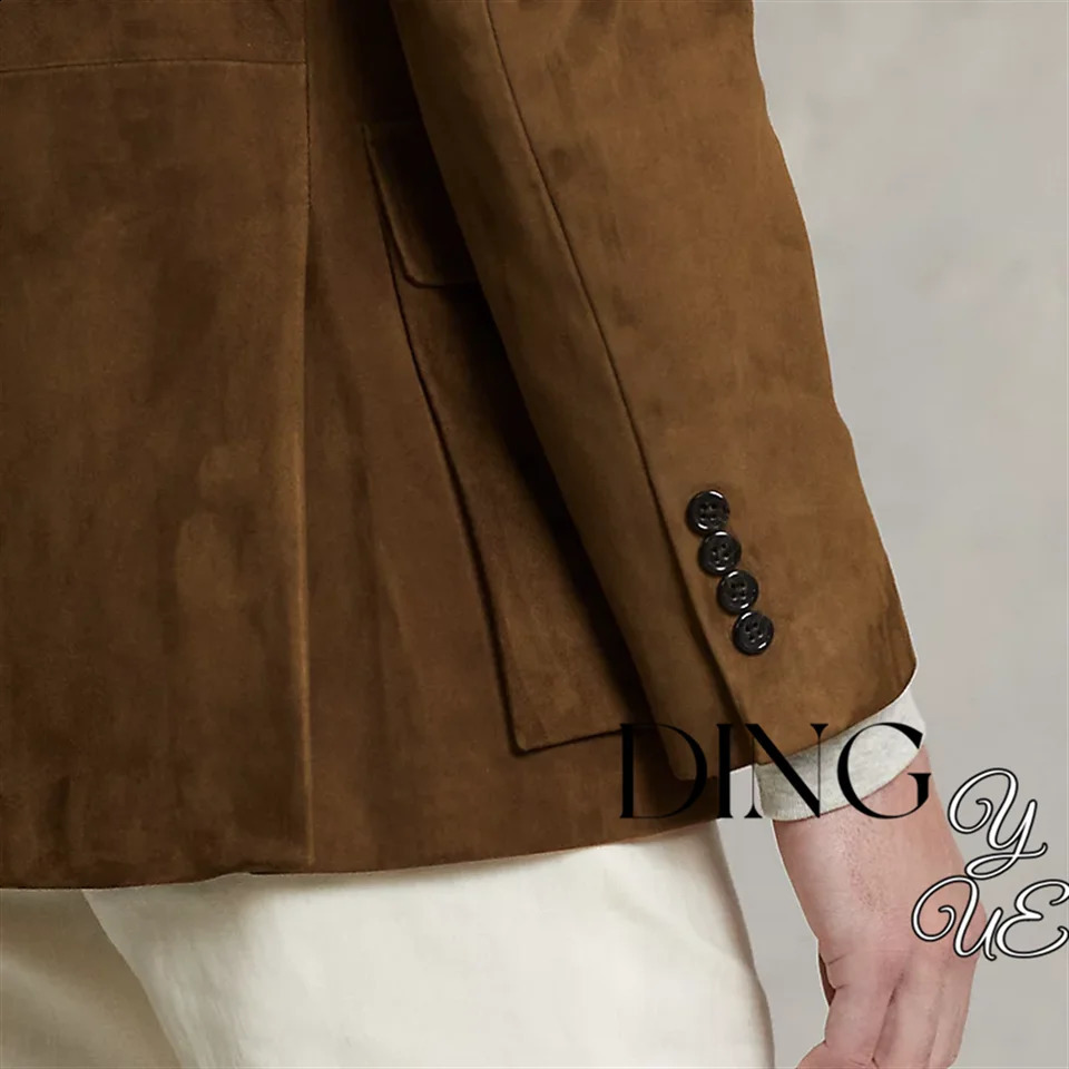 Mens Suit Suede Jacket Single Breasted Casual Fashion Male Coat for Men Blazers y ner Formal Clothing 241218