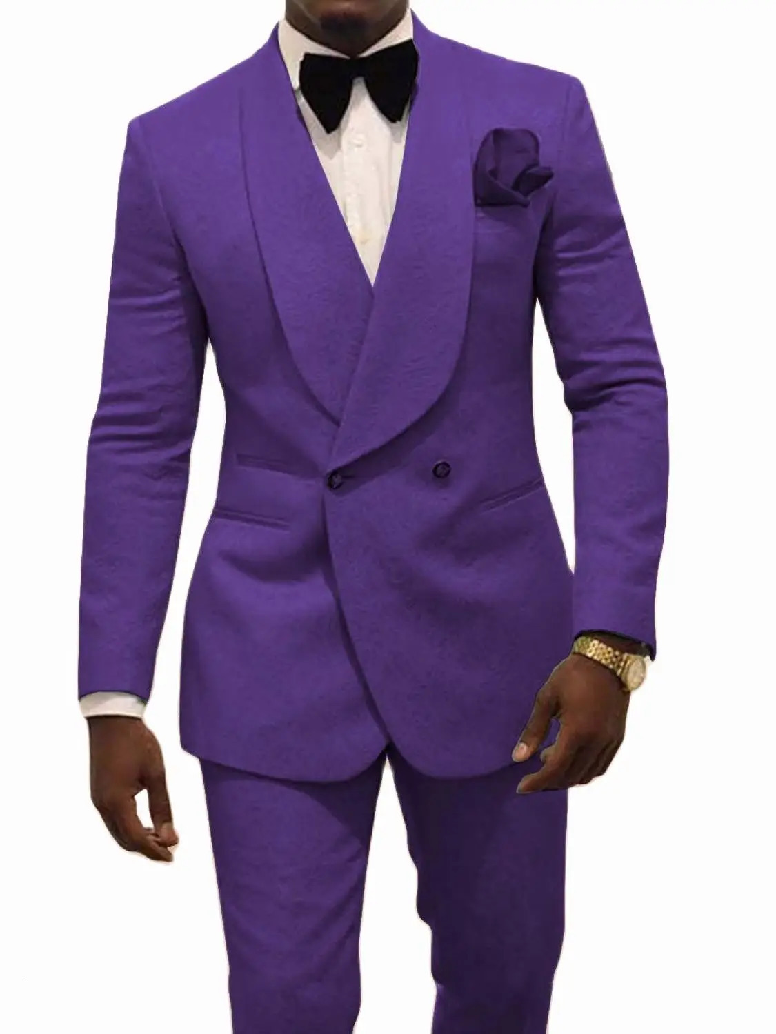 Custom Pour Hommes Made Groomsmen White Pattern Groom Tuxedos Shawl Lapel Suits 2PCS Wedding JacketPants Costume Homme 241220