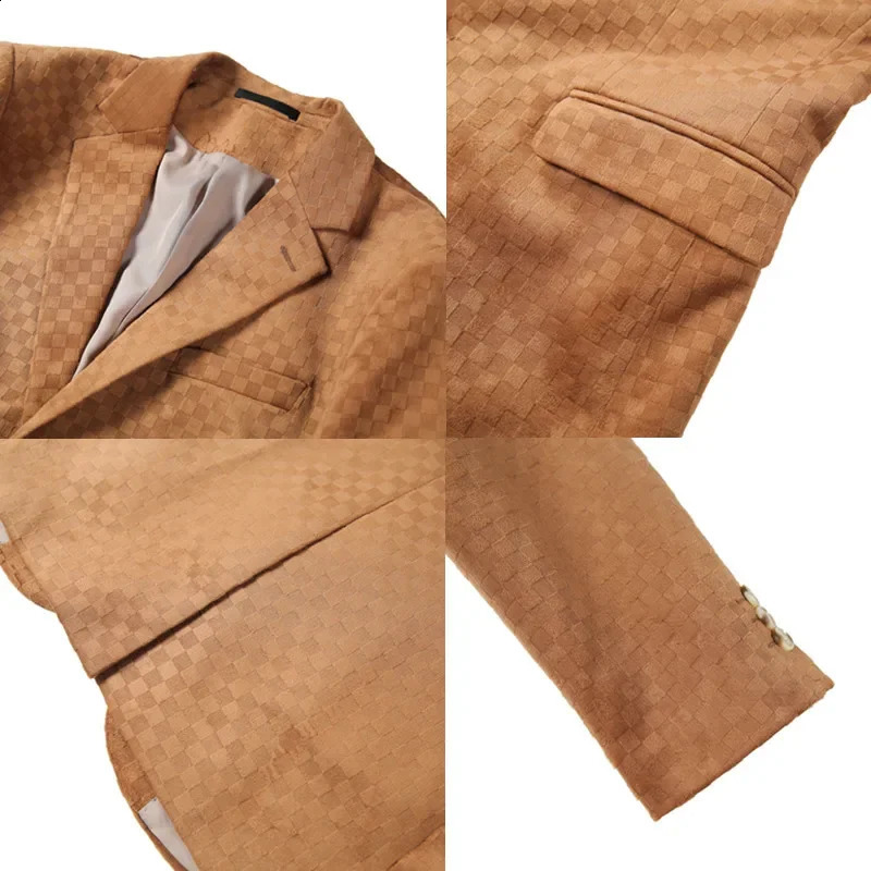 Man Slim Fit Plaid Office Blazer Men Fashion Suit Jackets Wedding Dress Coats Casual Business Mans Jacket 241218