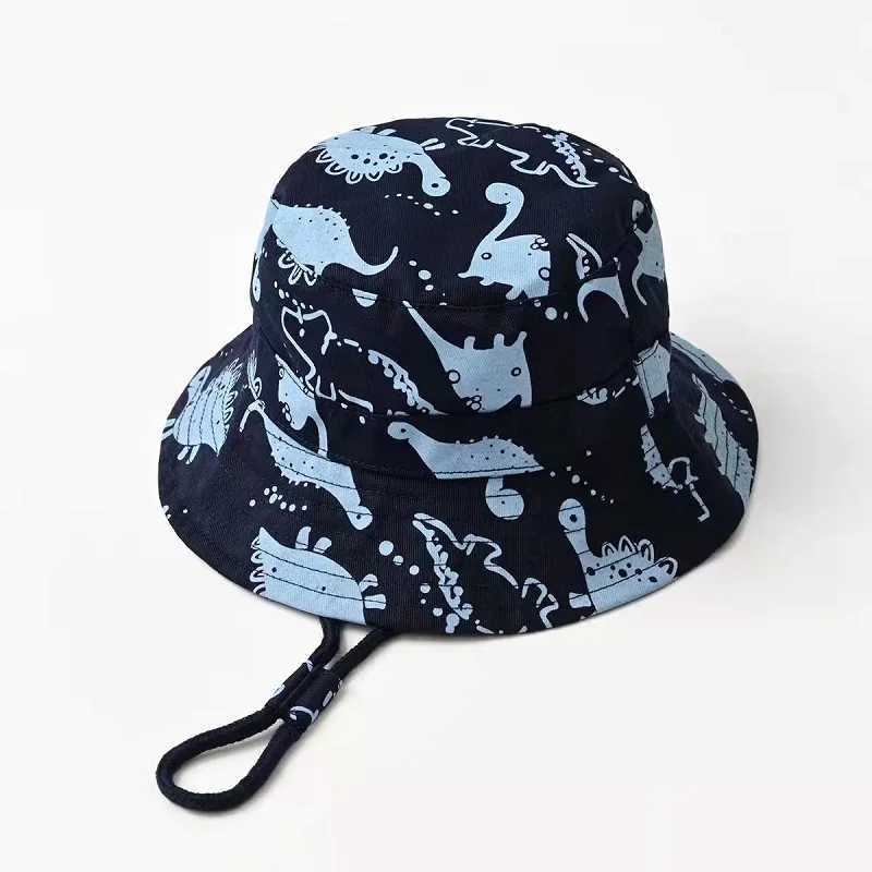 Caps Hats Summer childrens cotton cartoon bucket hat boys printed floral baby hat childrens hat H241223
