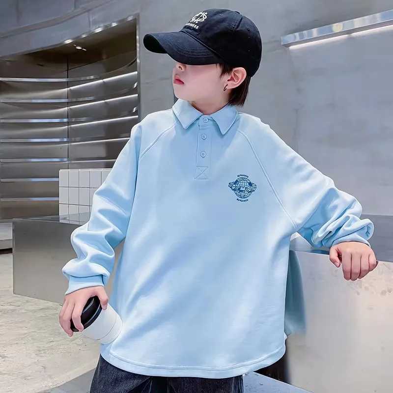 Spring and Autumn Childrens Long sleeved Boys Polo Shirt Cotton Polo Neck T-shirt Youth T-shirt 5 6 7 9 8 10 11 13 14 Years Old W241223