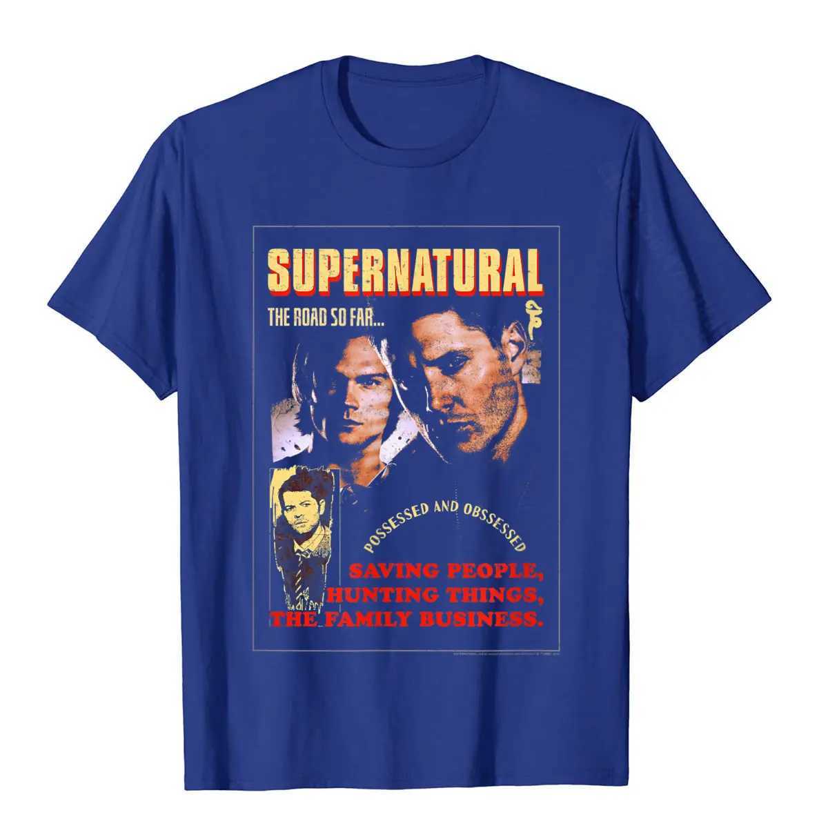 Supernatural Sam Dean Road Poster T-shirt So Far Summer Mens Pure Cotton T-shirt Casual W241223