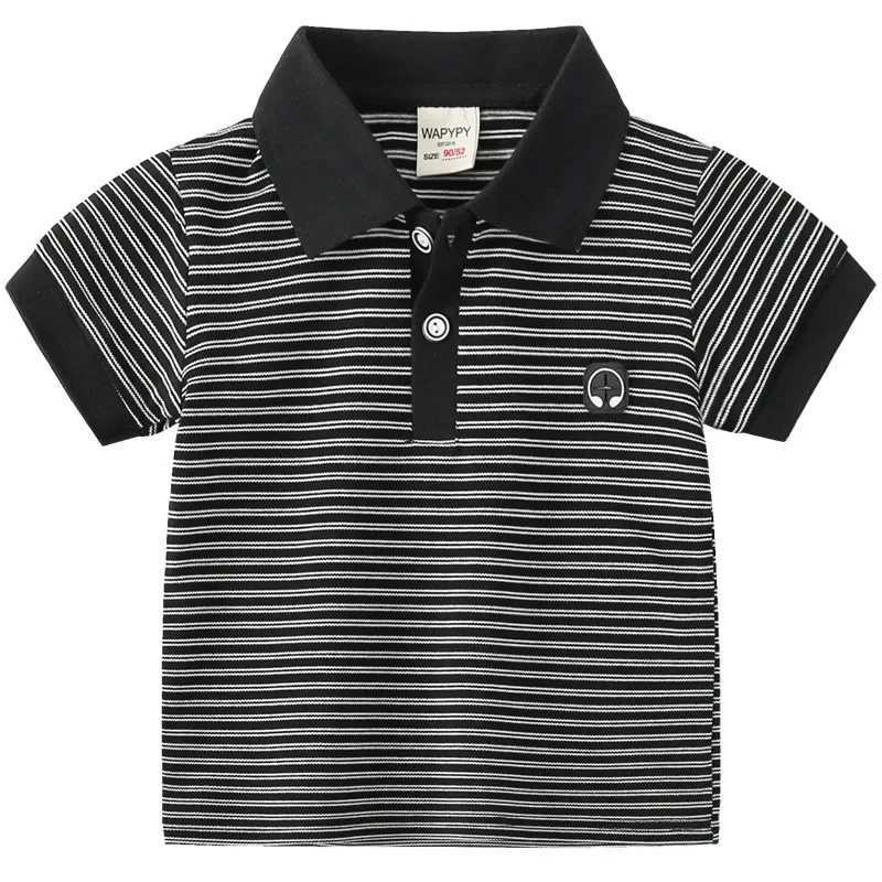 Summer boys short sleeved T-shirt childrens striped polo shirt sliding breathable cotton available in 2 colors age 3-8 W241223