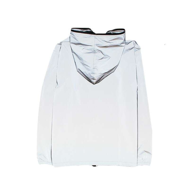 Autumn night light charging windproof clothing with printed fashion tags, reflective clothing, outerwear, student trend, male and female couple trend
