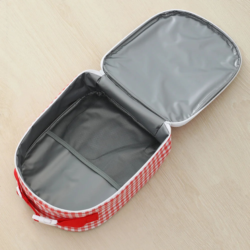 Plaid Lunch Bag For Kids With Portable Handle Insulated Lunch Box Cooler Tote Bag For Students School Picnic 241224