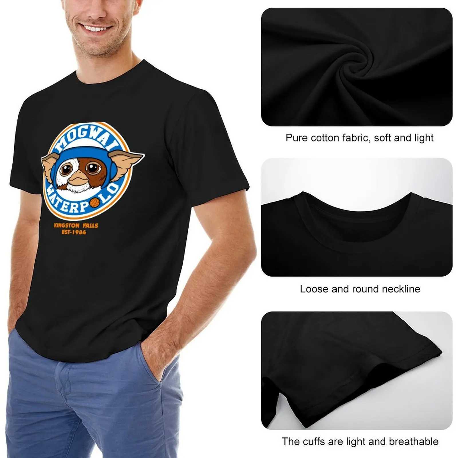 Mogwai Water Polo T-shirt Retro Dress Plus Size Dress Pure White Mens T-shirt W241223
