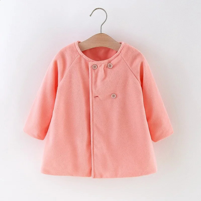 Autumn and Winter Fashion Solid Color Baby Girls Coat Korean Style Childrens Long Sleeve Clothing 0-3 Years Old 241223