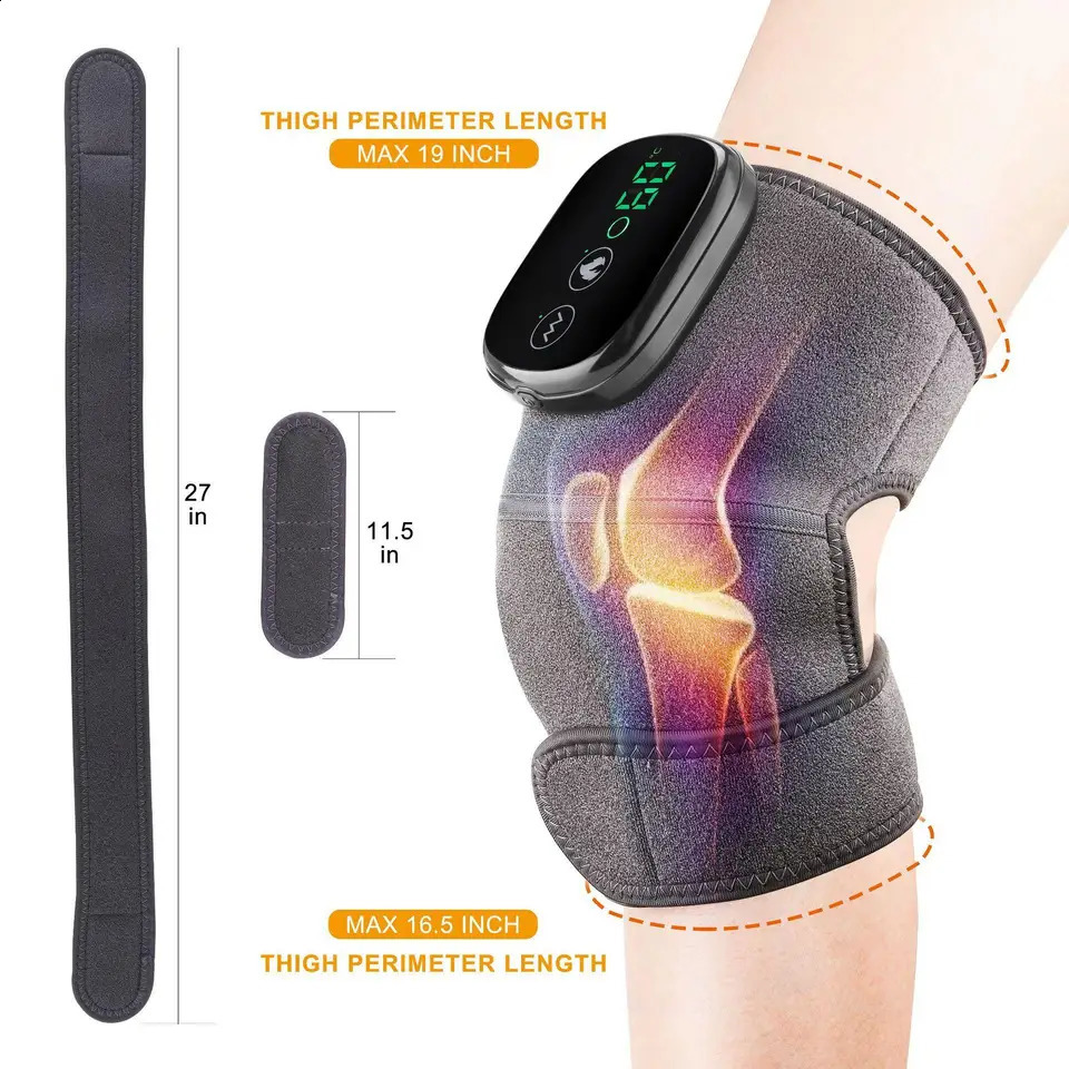 Heated Knee Massager Heat Vibration 3-in-1 Massager Portable Wireless Electric Massage Heating Pad 241224