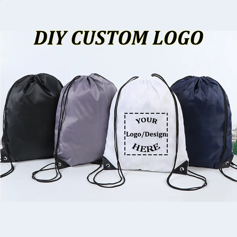 2050Pcs Custom Bag Printing Schoolbag Promotional Outdoor Casual Gym Sport Waterproof Advertising Drawstring Backpack 241213