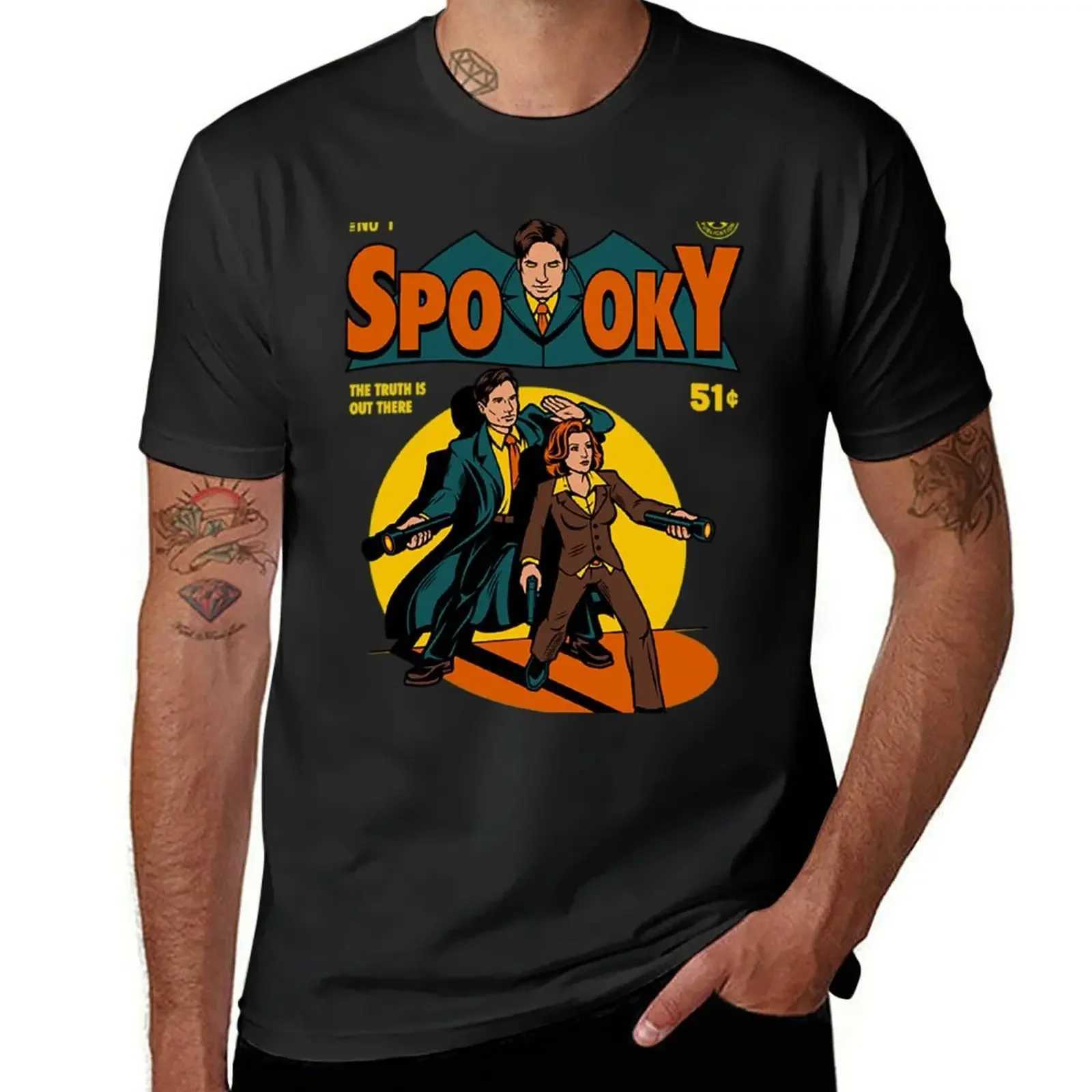 X-Files T-ShirtSpooky Manga Cute T-Shirt Top T-shirt Aesthetics Quick Drying Pure Black T-shirt W241223