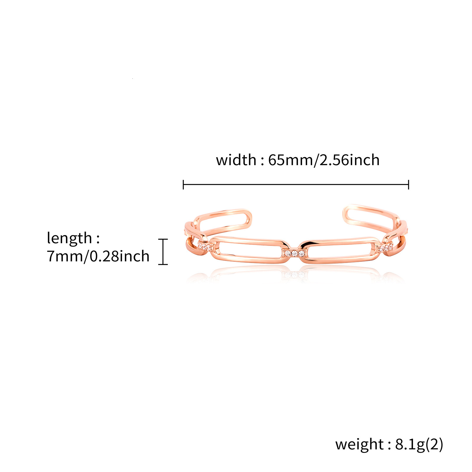 White Gold And Rose Gold Two Tone Open Cuff Bracelets Set Female Ins Hip Hop Hollow Chain Simple Design Bangle Bling Cubic Zirconia Jewelry Bijoux Pul