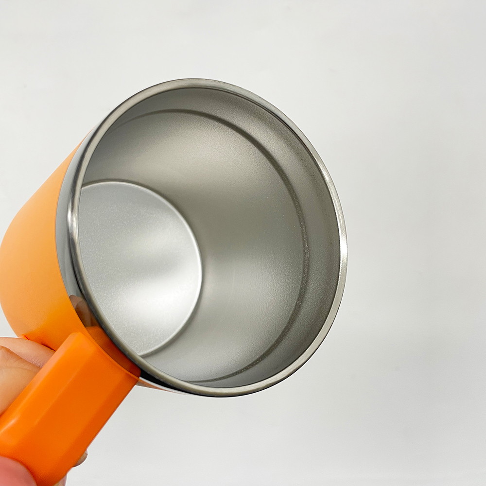 Magnetic sliding lid powder coated mirror black plated underneath travel Coffee stainless steel Mug vacuum insulated tumbler with removable plastic ha