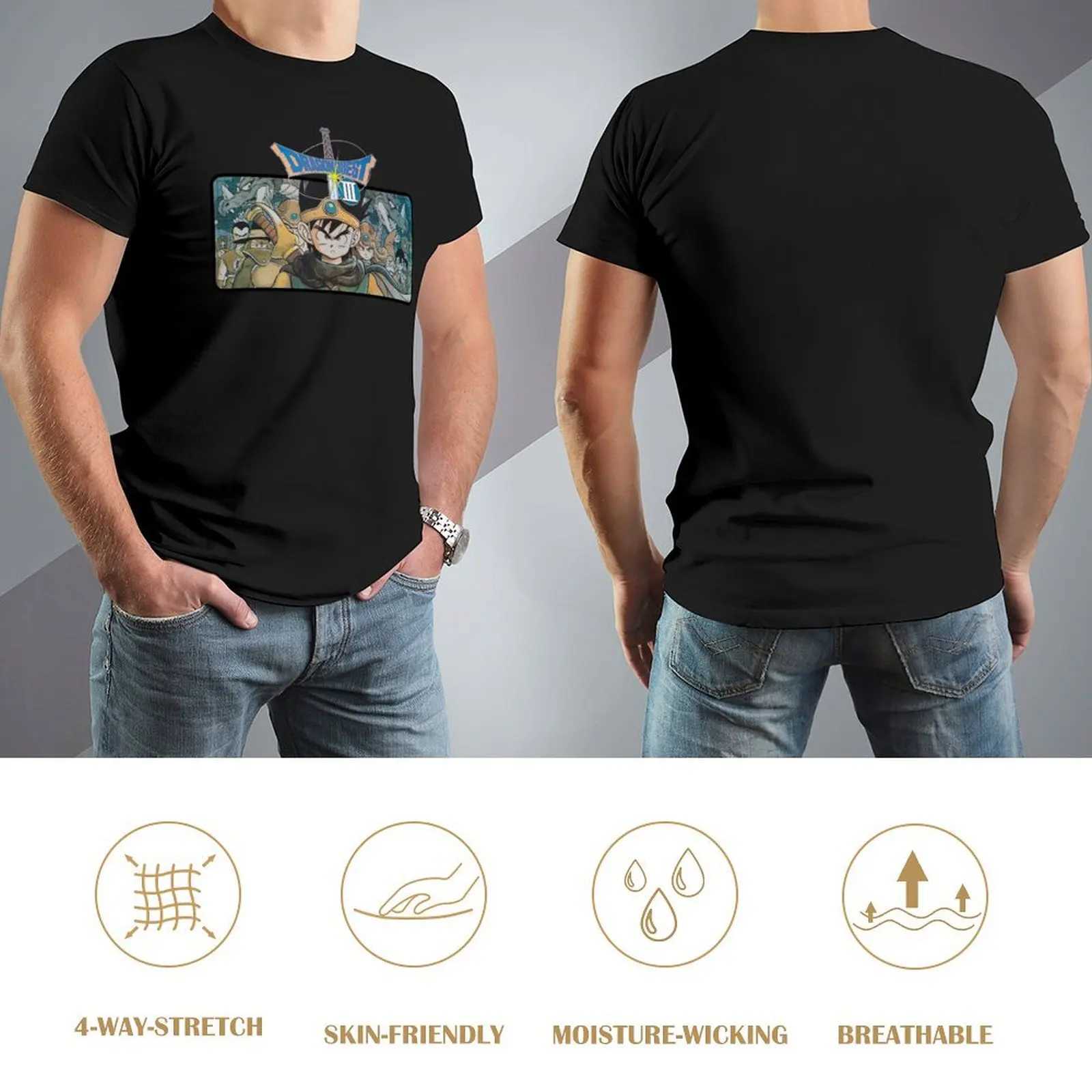 Dragon Quest 3 Famicom Cover Art T-shirt Cheap Things Fast Drying Anime Boys White Pure White T-shirt Men W241223