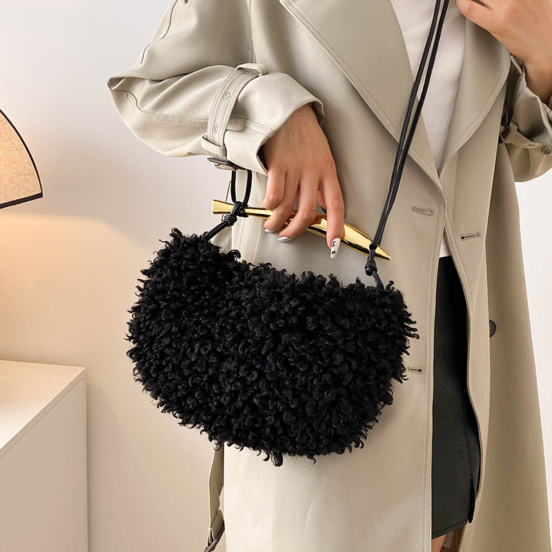 Women Retro Teddy Velvet Bag Famous Brand Designer Leather Handbags Fashion Fluffy Shoulder Crossbody Bags For Women Clutch Tote